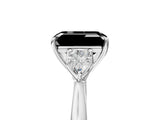 White gold Three-Stone Fancy Black Emerald Cut Brilliant Diamond Solitaire Ring with Tapered Band and Four-Prong Setting_24