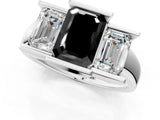 White gold Three Stone Fancy Black Emerald Cut Cut Channel Set Diamond Ring_25