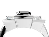 White gold Three Stone Fancy Black Emerald Cut Cut Channel Set Diamond Ring_28