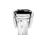 White gold Three Stone Fancy Black Emerald Cut Cut Channel Set Diamond Ring_29