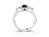White gold Three-Stone Fancy Black Emerald Cut Cut Classic Band Prong Setting Ring_3