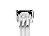 White gold Three-Stone Fancy Black Emerald Cut Cut Classic Band Prong Setting Ring_5