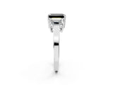 White gold Three-Stone Fancy Black Emerald Cut Cut Diamond Engagement Ring with Flat Band and Four-Prong Setting_14