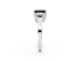 White gold Three-Stone Fancy Black Emerald Cut Cut Diamond Engagement Ring with Flat Band and Four-Prong Setting_14
