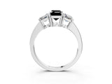 White gold Three-Stone Fancy Black Emerald Cut Cut Diamond Engagement Ring with Flat Band and Four-Prong Setting_15