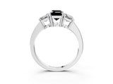 White gold Three-Stone Fancy Black Emerald Cut Cut Diamond Engagement Ring with Flat Band and Four-Prong Setting_15