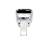 White gold Three-Stone Fancy Black Emerald Cut Cut Diamond Engagement Ring with Flat Band and Four-Prong Setting_17