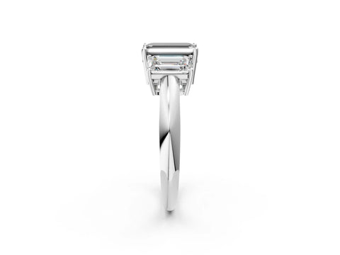 White gold Three-Stone Fancy Black Emerald Cut Cut Diamond Engagement Ring with Prong Setting on a White Gold Band_14