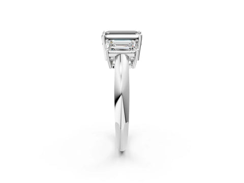 White gold Three-Stone Fancy Black Emerald Cut Cut Diamond Engagement Ring with Prong Setting on a White Gold Band_14