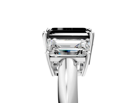 White gold Three-Stone Fancy Black Emerald Cut Cut Diamond Engagement Ring with Prong Setting on a White Gold Band_17
