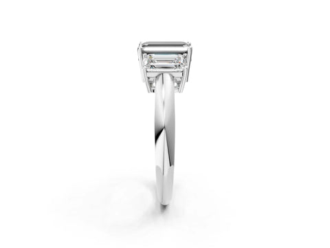 White gold Three-Stone Fancy Black Emerald Cut Cut Diamond Engagement Ring with Prong Setting on a White Gold Band_26