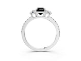 White gold Three-Stone Fancy Black Emerald Cut Cut Diamond Pavé Band with Prong Setting_30