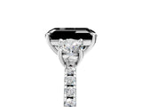 White gold Three-Stone Fancy Black Emerald Cut Cut Diamond Pavé Band with Prong Setting_32