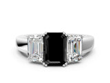 White gold Three-Stone Fancy Black Emerald Cut Cut Diamond Ring with Channel Set Band and Four-Prong Setting_12