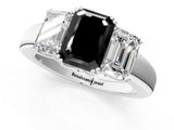 White gold Three-Stone Fancy Black Emerald Cut Cut Diamond Ring with Channel Set Band and Four-Prong Setting_13