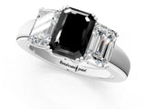 White gold Three-Stone Fancy Black Emerald Cut Cut Diamond Ring with Channel Set Band and Four-Prong Setting_1
