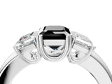 White gold Three-Stone Fancy Black Emerald Cut Cut Diamond Ring with Channel Set Band and Four-Prong Setting_28