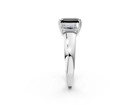 White gold Three-Stone Fancy Black Emerald Cut Cut Diamond Ring with Channel Set Band and Four-Prong Setting_2