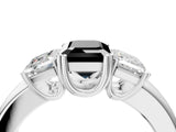 White gold Three-Stone Fancy Black Emerald Cut Cut Diamond Ring with Channel Set Band and Four-Prong Setting_4