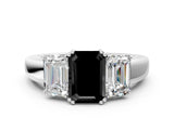 White gold Three-Stone Fancy Black Emerald Cut Cut Diamond Ring with Channel Set Band and Four-Prong Setting_49