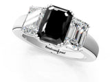 White gold Three-Stone Fancy Black Emerald Cut Cut Diamond Ring with Channel Set Band and Four-Prong Setting_49