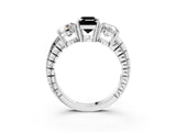 White gold Three-Stone Fancy Black Emerald Cut Cut Diamond Ring with Channel-Set Band and Prong Setting_3