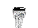 White gold Three-Stone Fancy Black Emerald Cut Cut Diamond Ring with Channel-Set Band and Prong Setting_5