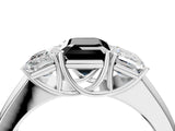 White gold Three-Stone Fancy Black Emerald Cut Cut Diamond Ring with Prong Setting and Classic Band_16