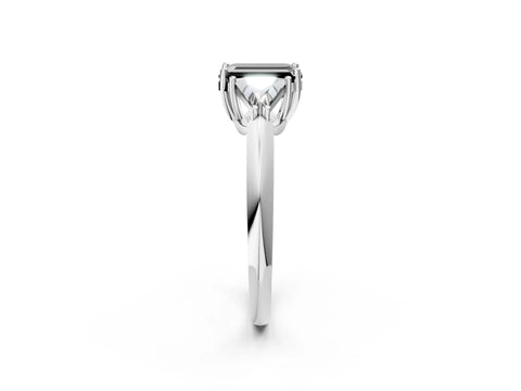 White gold Three-Stone Fancy Black Emerald Cut Cut Diamond Ring with Trillion Side Stones and Four-Prong Setting_13