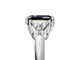 White gold Three-Stone Fancy Black Emerald Cut Cut Diamond Ring with Trillion Side Stones and Four-Prong Setting_16