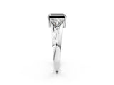 White gold Three-Stone Fancy Black Emerald Cut Cut Diamond Ring with Trillion Side Stones on a Split Shank Band_14
