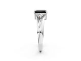 White gold Three-Stone Fancy Black Emerald Cut Cut Diamond Ring with Trillion Side Stones on a Split Shank Band_32