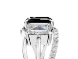 White gold Three-Stone Fancy Black Emerald Cut Cut Diamond Split Shank Prong Set Ring_17