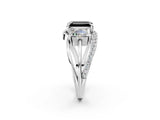White gold Three-Stone Fancy Black Emerald Cut Cut Diamond Split Shank Prong Set Ring_26
