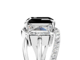 White gold Three-Stone Fancy Black Emerald Cut Cut Diamond Split Shank Prong Set Ring_29