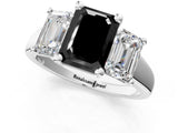 White gold Three-Stone Fancy Black Emerald Cut Cut Solitaire Ring with Classic Prong Setting_13