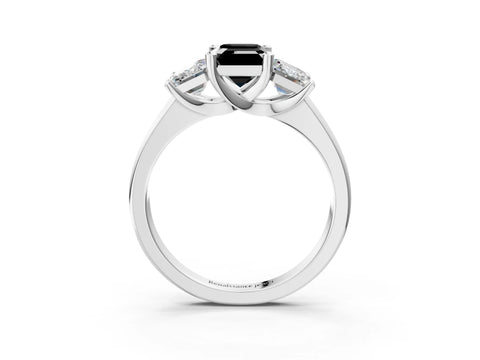 White gold Three-Stone Fancy Black Emerald Cut Cut Solitaire Ring with Classic Prong Setting_15