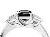 White gold Three-Stone Fancy Black Emerald Cut Cut Solitaire Ring with Classic Prong Setting_16