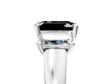 White gold Three-Stone Fancy Black Emerald Cut Cut Solitaire Ring with Classic Prong Setting_17