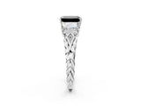 White gold Three-Stone Fancy Black Emerald Cut Diamond Braided Band Ring with Four-Prong Setting_74