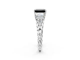 White gold Three-Stone Fancy Black Emerald Cut Diamond Braided Band Ring with Four-Prong Setting_80