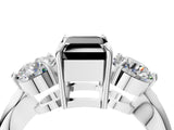 White gold Three-Stone Fancy Black Emerald Cut Diamond Channel Set Engagement Ring with Prong Setting_16