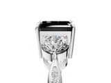White gold Three-Stone Fancy Black Emerald Cut Diamond Channel Set Engagement Ring with Prong Setting_17
