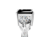 White gold Three-Stone Fancy Black Emerald Cut Diamond Channel Set Engagement Ring with Prong Setting_17