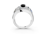 White gold Three-Stone Fancy Black Emerald Cut Diamond Engagement Ring with Pave Band and Prong Setting_18