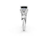 White gold Three-Stone Fancy Black Emerald Cut Diamond Engagement Ring with Pave Band and Prong Setting_20