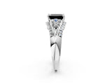 White gold Three-Stone Fancy Black Emerald Cut Diamond Engagement Ring with Pave Band and Prong Setting_26