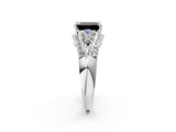 White gold Three-Stone Fancy Black Emerald Cut Diamond Engagement Ring with Pave Band and Prong Setting_32
