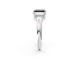 White gold Three-Stone Fancy Black Emerald Cut Diamond Engagement Ring with Prong Setting_17