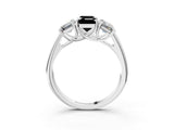 White gold Three-Stone Fancy Black Emerald Cut Diamond Engagement Ring with Prong Setting_18